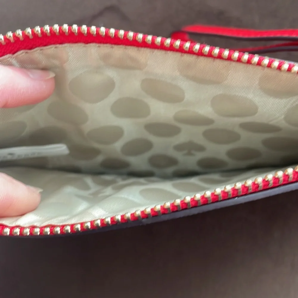 NWOT Kate Spade Red Wristlet Polka Dot Lining
